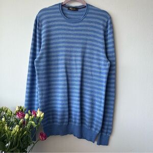 Loro Piana Blue Striped Men's Cotton/Silk/Cashmere Sweater